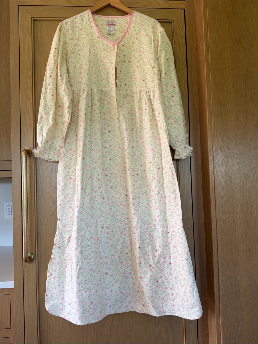 Simply Basic Floral Pink Cotton Flannel Nightgown - Classic Women's Sleepwear SM